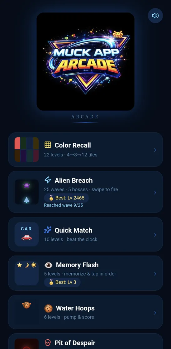 Muck App Arcade — The Arcade