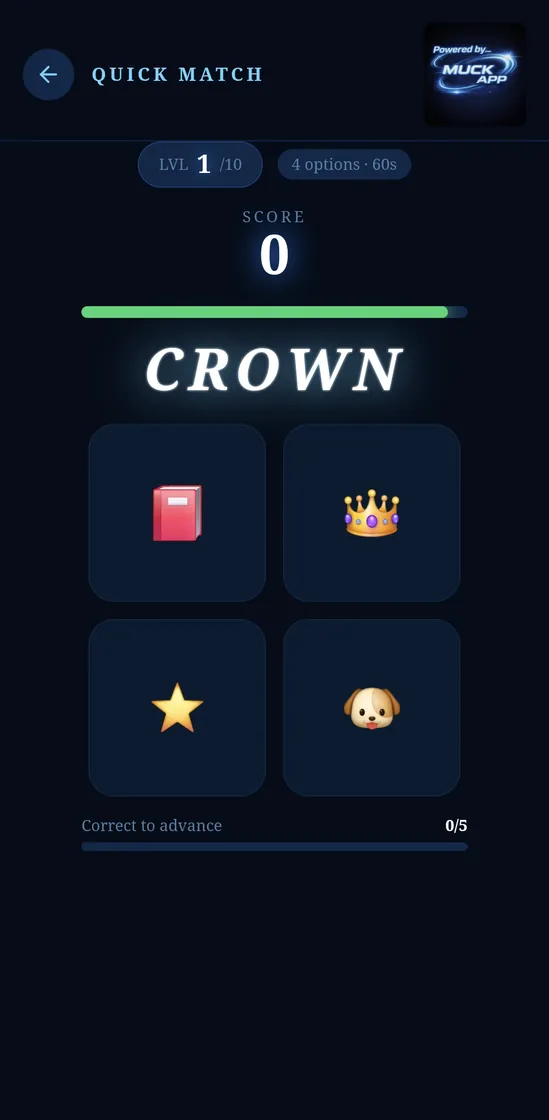 Muck App Arcade — Quick Match