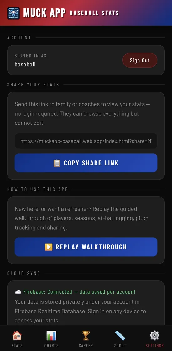 Muck App Baseball — Share a link