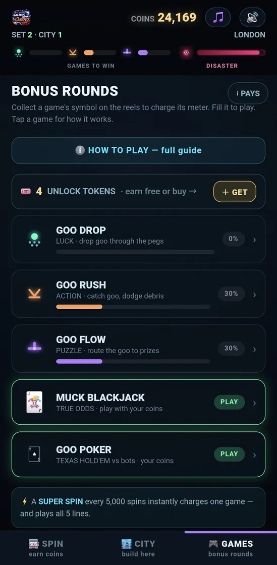 Muck App Casino · City Slots — Bonus rounds